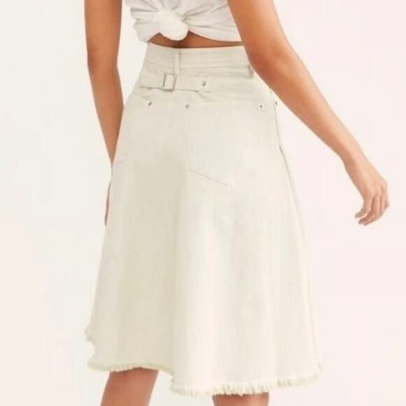 Free People Mint Green Peyton Distressed Denim Skirt - Picture 1 of 9